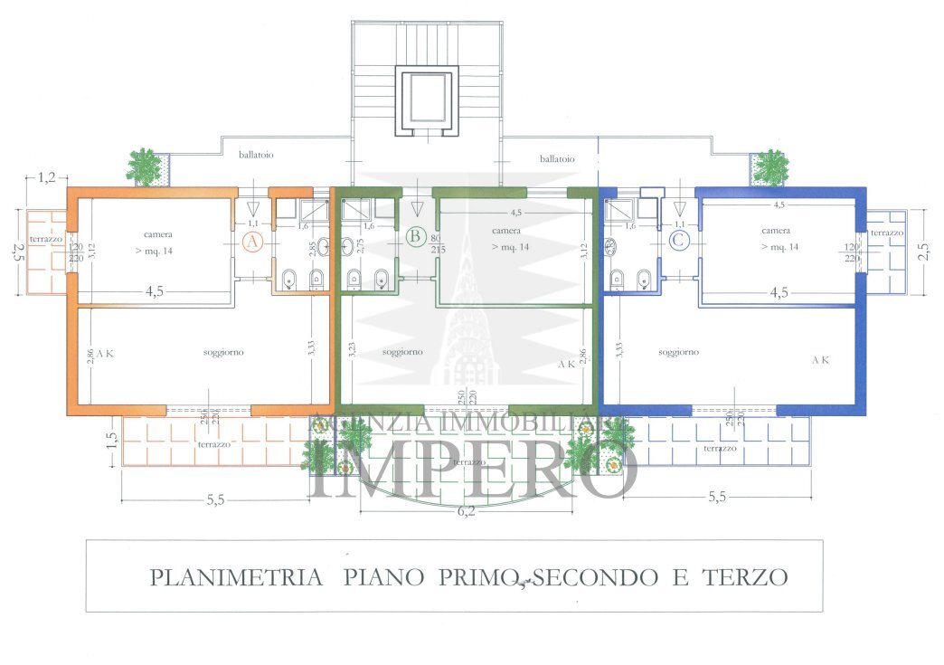 primi tre piani.PNG - Two-room apartment Passeggiata Trento e Trieste 1, Ventimiglia - floor plans 1