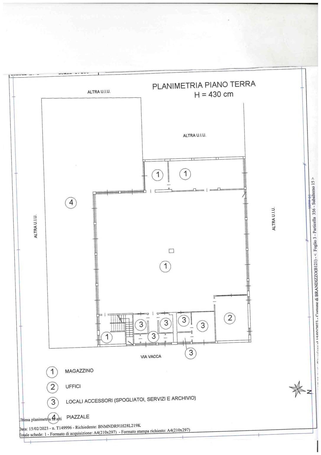 Capannone via Antonio Vacca, Brandizzo - planimetria 1