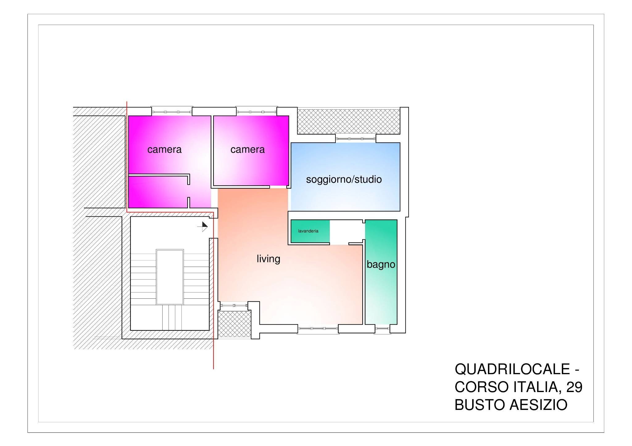 Quadrilocale corso Italia, 29, Busto Arsizio - planimetria 1