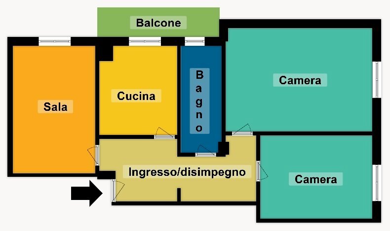 Quadrilocale via Monte Rosa, 21, Genova (zona Marassi) - planimetria 1