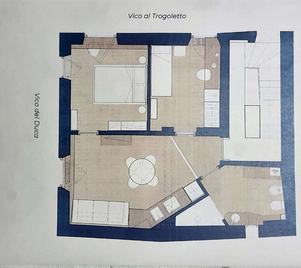 APPARTAMENTO AFFITTO ARREDATO CENTRO STORICO CONTR - Three-room apartment vico AL TROGOLETTO, Genova (neighborhood Centro Storico) - floor plans 1