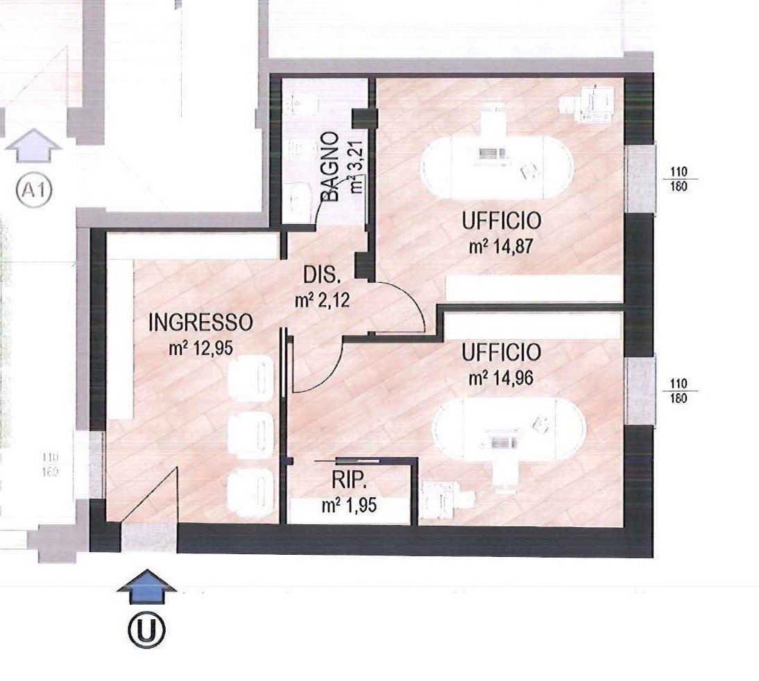 Ufficio  PIANO TERRA.jpg - Ufficio Via Albertini Ponente 52, Crevalcore - planimetria 1