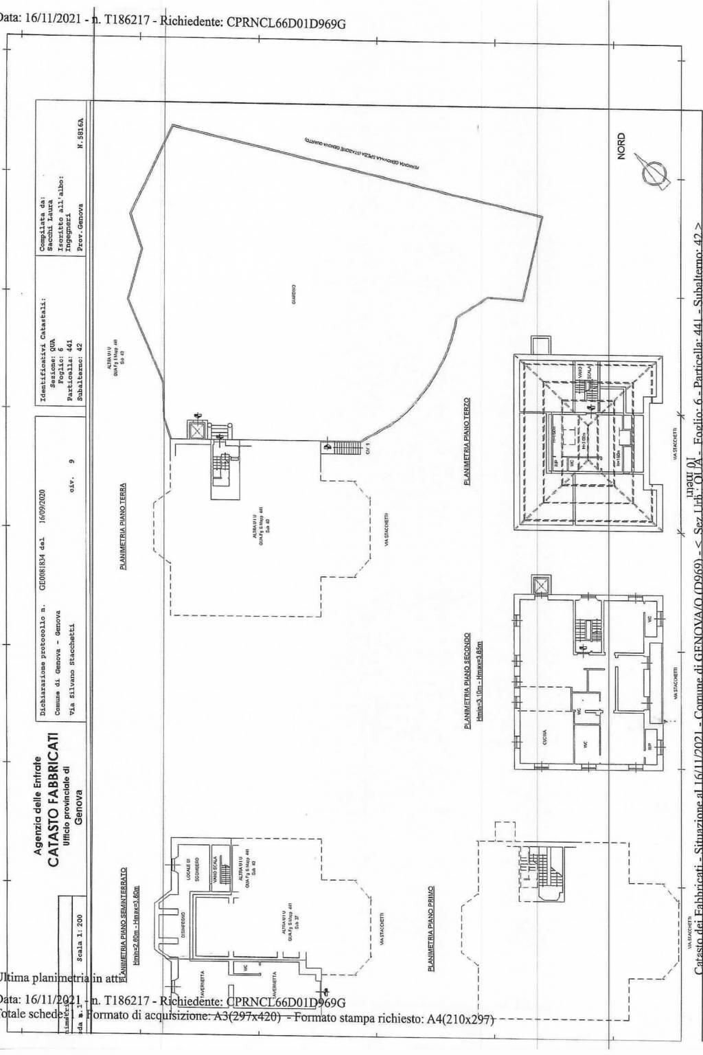 Appartamento via Silvano Stacchetti, Genova (zona Quarto) - planimetria 1