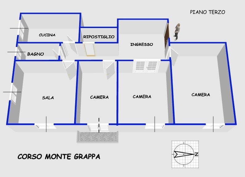 Quadrilocale corso Monte Grappa, Genova - planimetria 1
