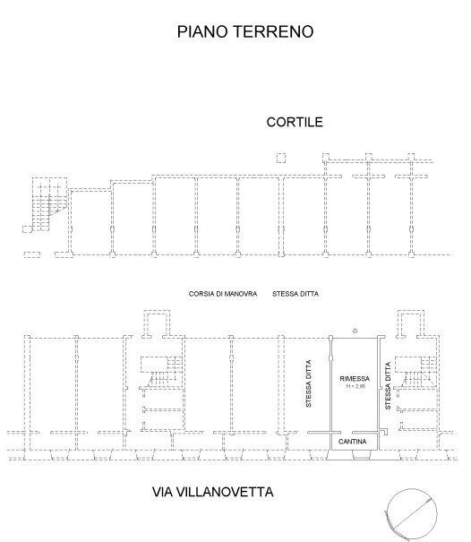 Planimetria cortile e garage - Appartamento Corso Re Umberto, 212, Verzuolo - planimetria 1