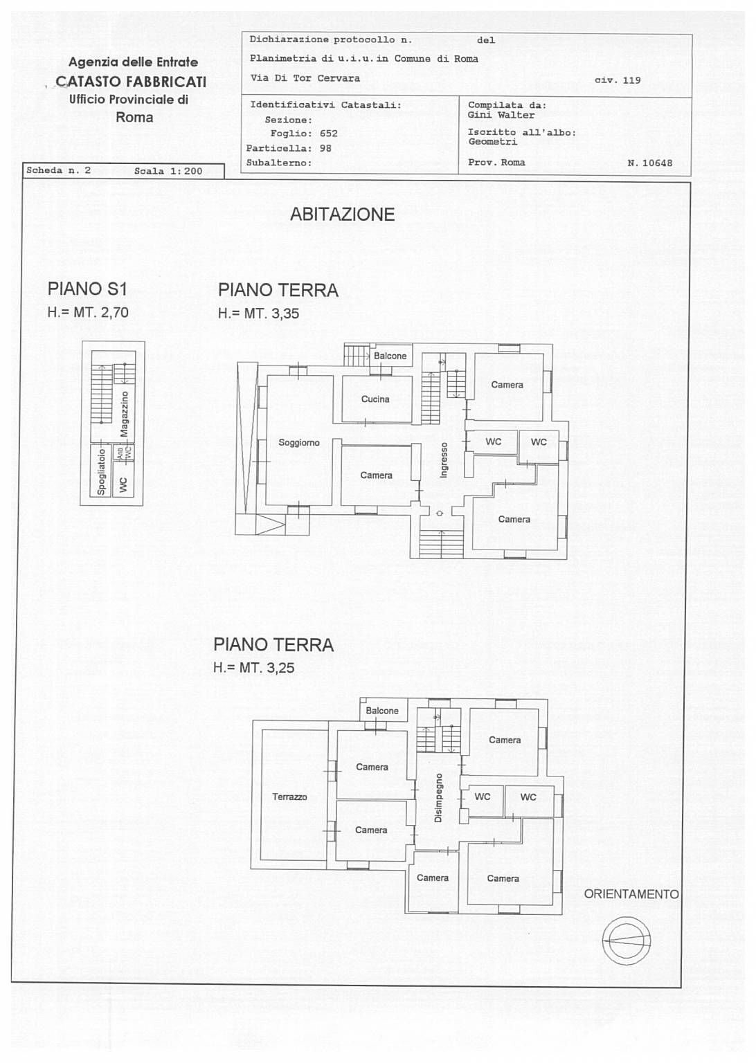 Villa via di Tor Cervara, 119, Roma - planimetria 1