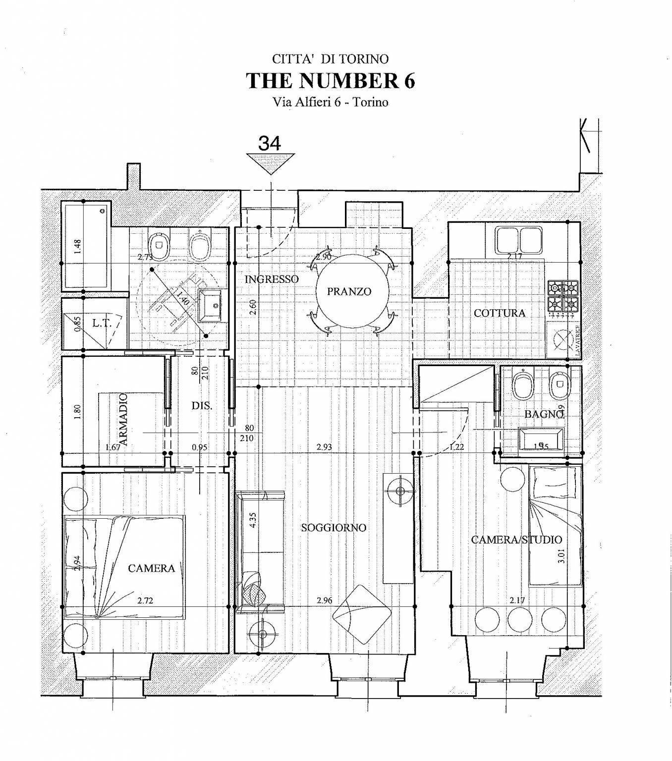 Appartamento via Vittorio Alfieri, 6, Torino (zona Centro) - planimetria 1