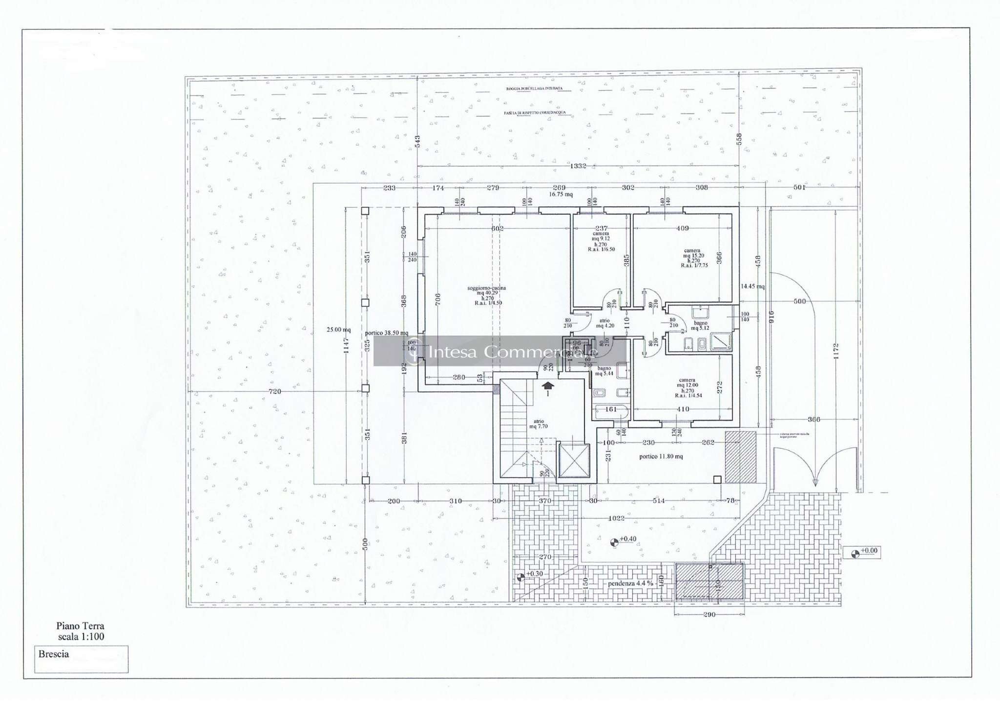 planimetria  Piano Terra Quotata - Quadrilocale Brescia - planimetria 1