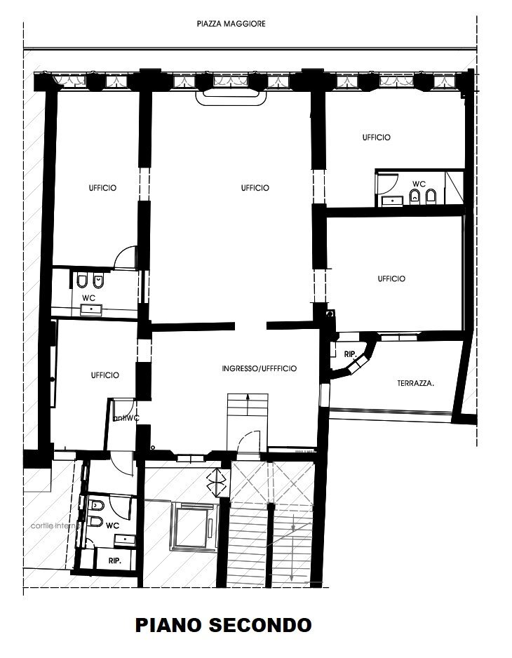 Office via Pescherie Vecchie, 1, Bologna (neighborhood Centro Storico) - floor plans 1
