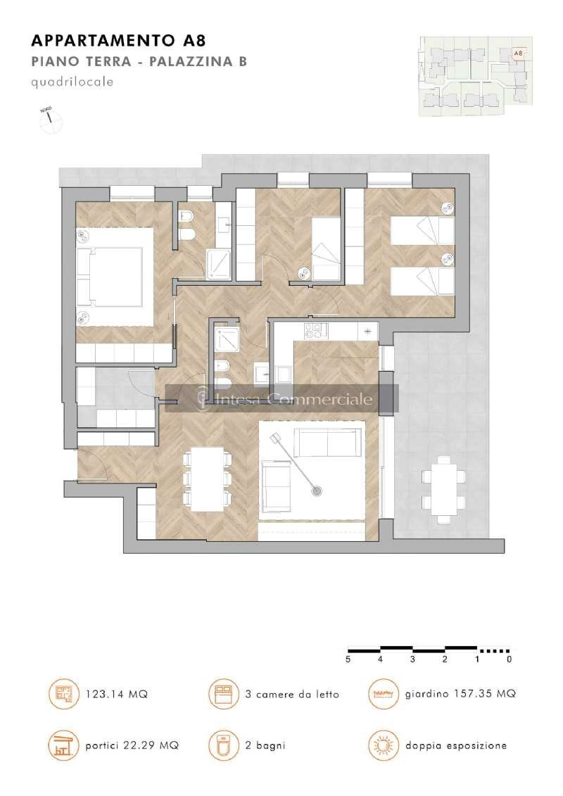 PLANIMETRIA A8 (B) - Quadrilocale via borghini, Brescia - planimetria 1