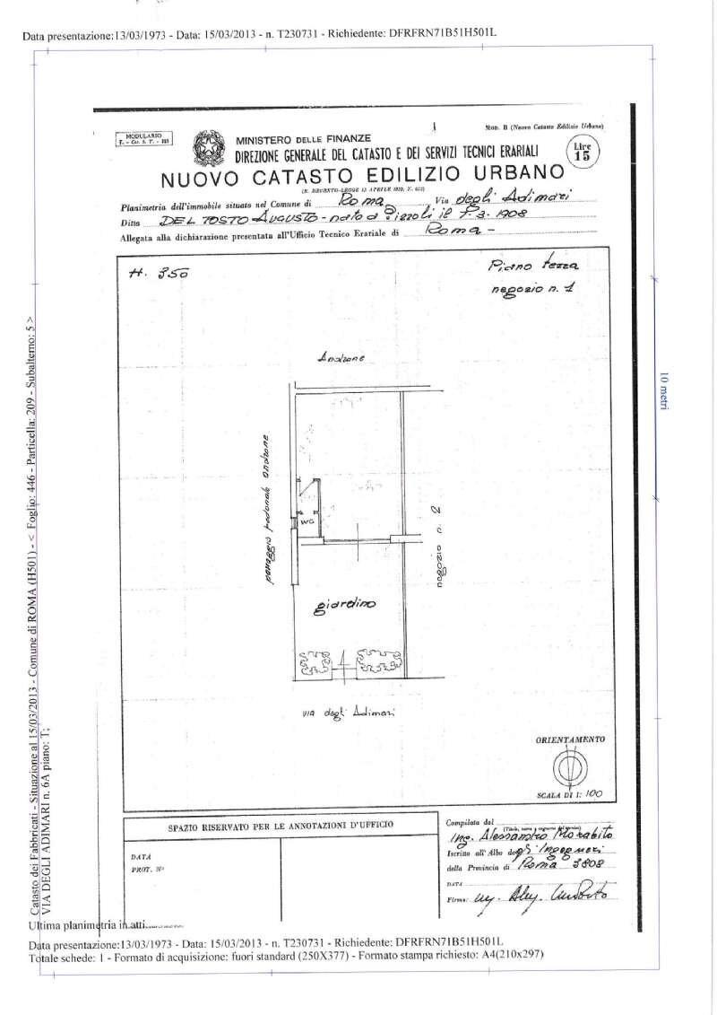 via degli adimari n 6a rif. 8-1 catastale - Shop via degli adimari, Roma - floor plans 1