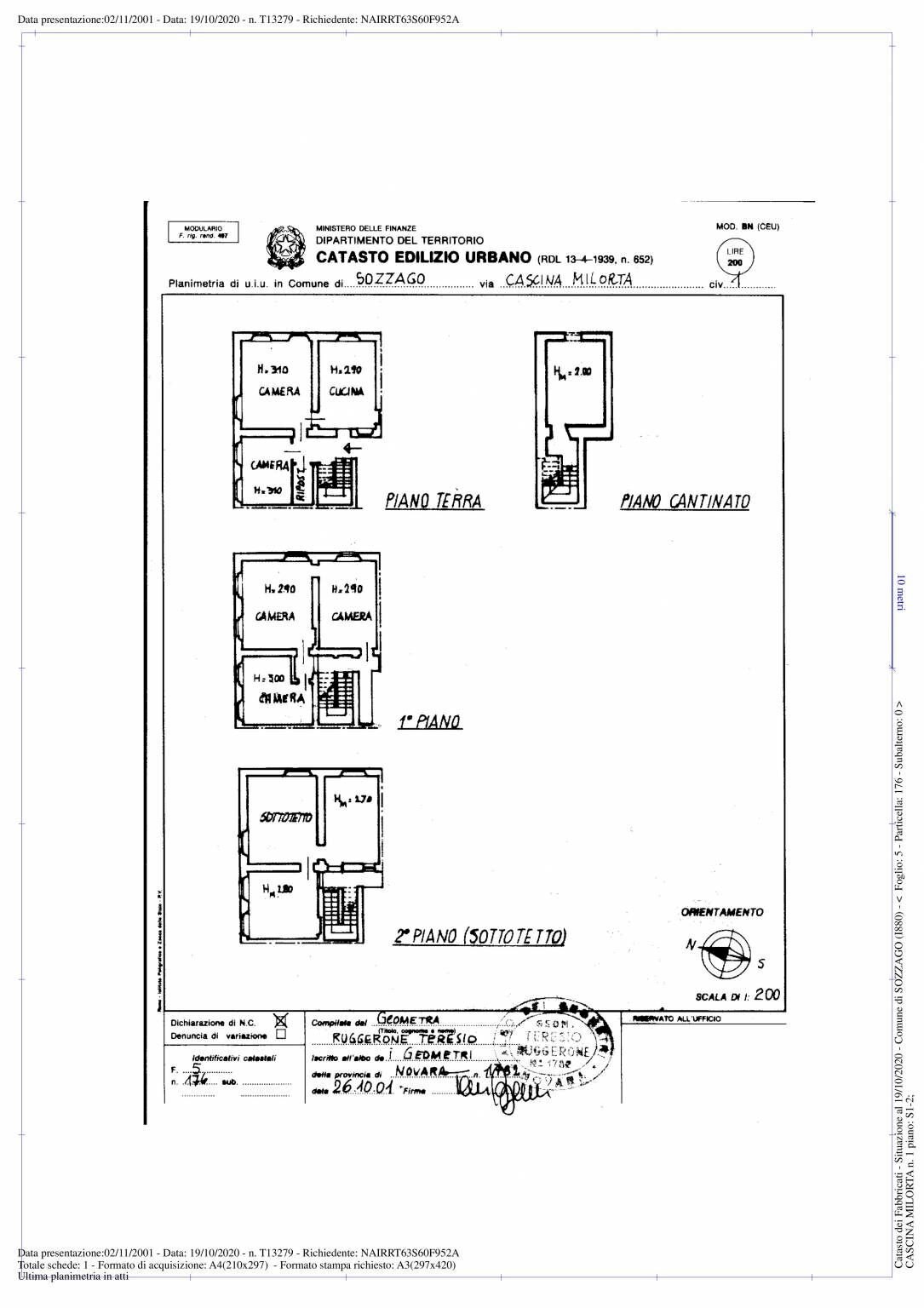 Rustico Cascina Milorta, Sozzago - planimetria 1