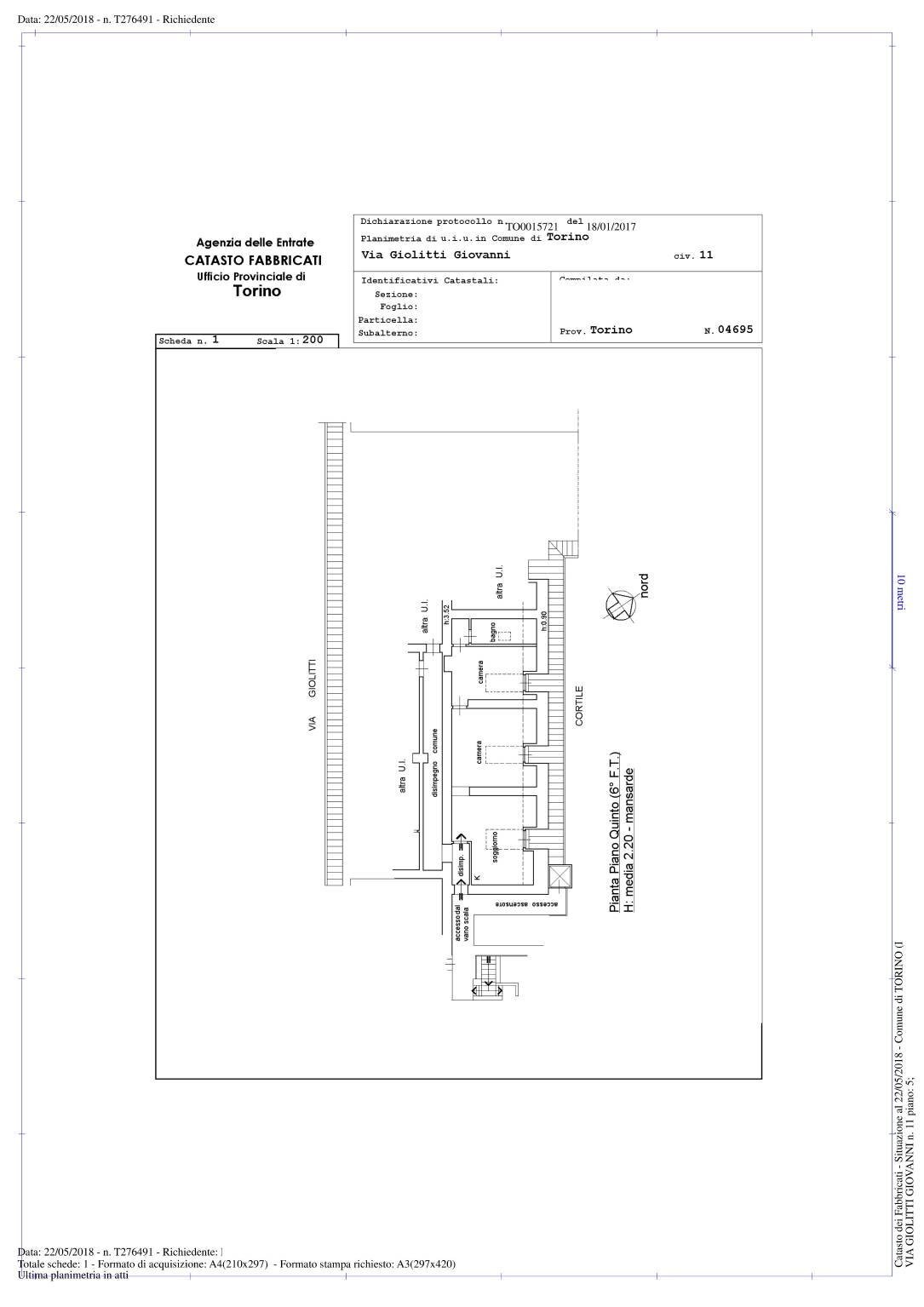 Trilocale via Giovanni Giolitti, 11, Torino (zona Centro) - planimetria 1