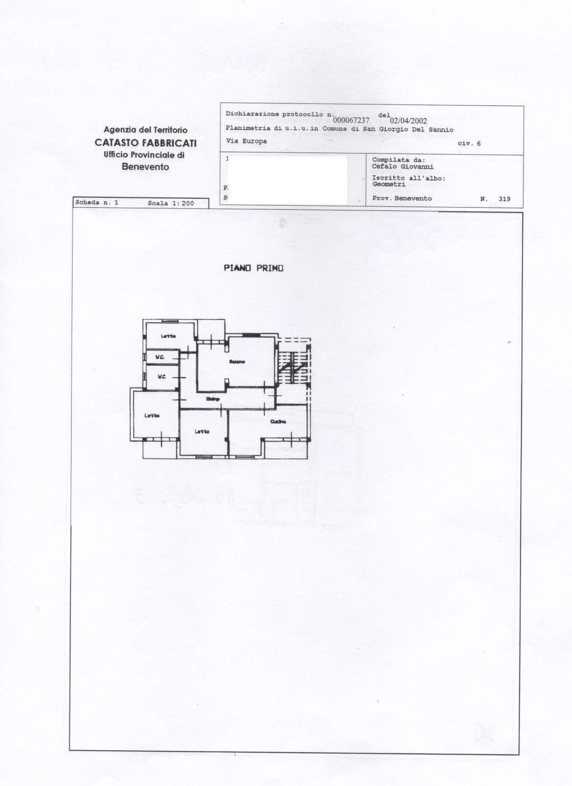 Quadrilocale via Europa, San Giorgio del Sannio - planimetria 1