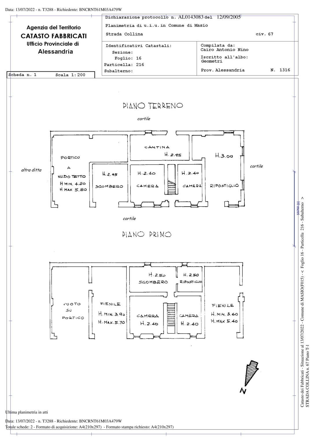 Rustico strada Collina, Masio - planimetria 1