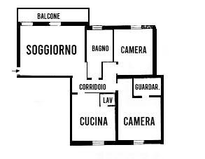 Quadrilocale via Carlo Jussi, 16, San Lazzaro di Savena - planimetria 1