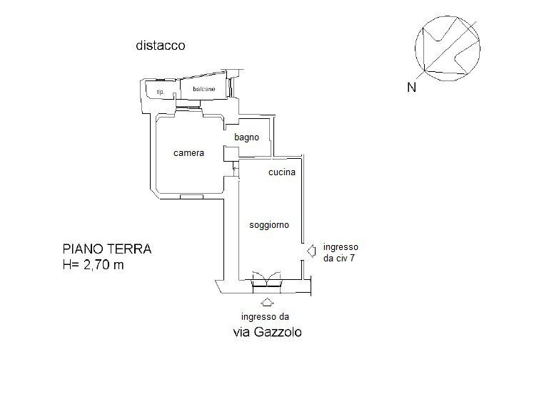 Bilocale via Felice Gazzolo, 7, Genova - planimetria 1