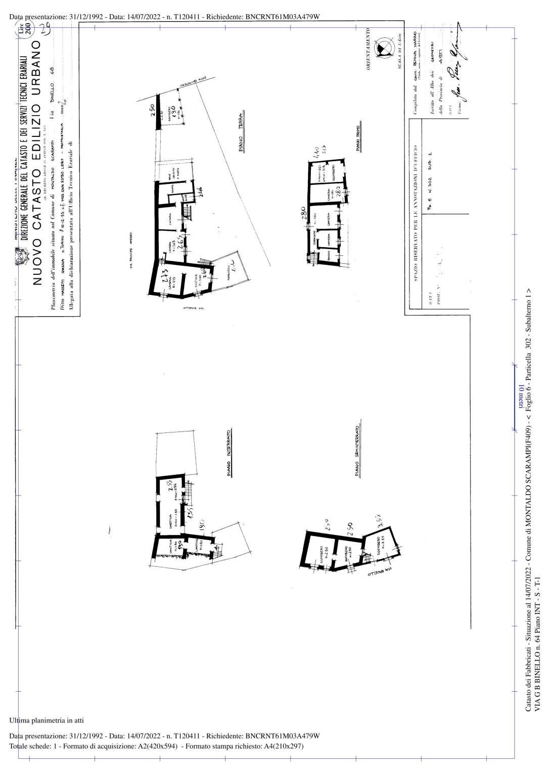 Rustic via Giovan Battista Binello, Montaldo Scarampi - floor plans 1