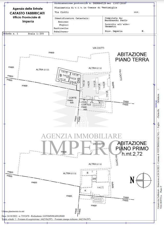 planimetria - Casa indipendente Via delle Ginestre 32, Ventimiglia - planimetria 1