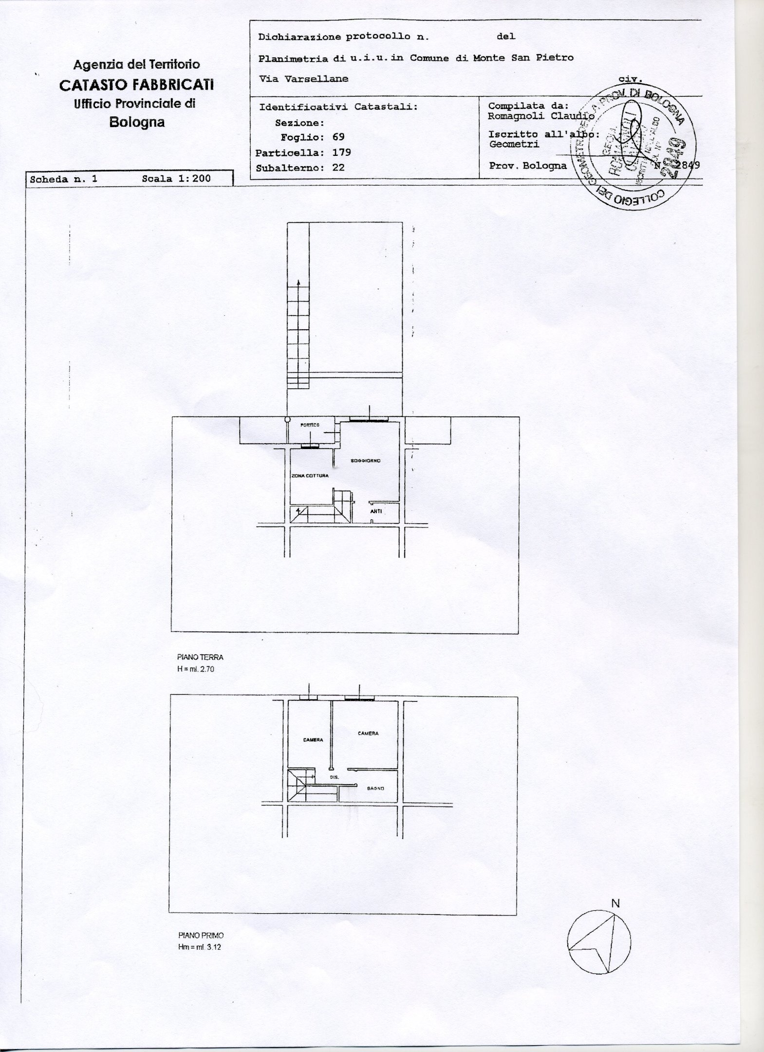 Terraced Villa Via Varsellane 21, 21, hamlet Montepastore, Monte San Pietro - floor plans 1