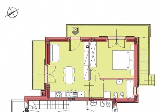 Two-room apartment via trieste, Saint-Vincent - floor plans 1