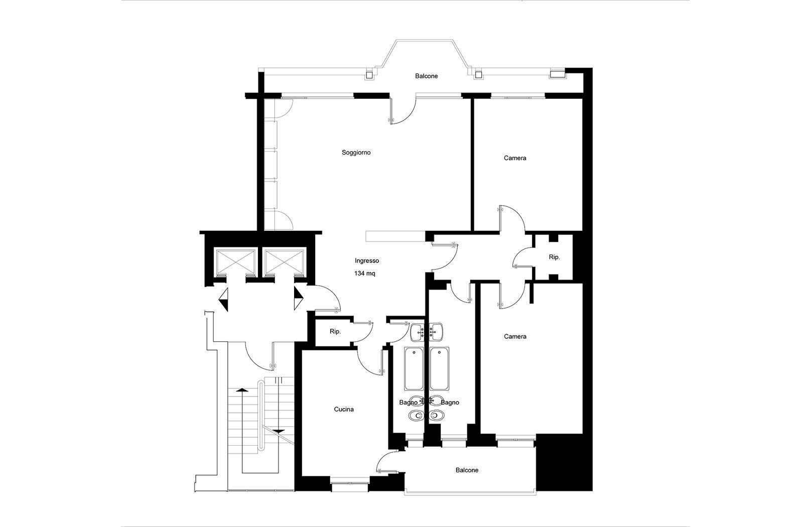 Four-room apartment corso Vittorio Emanuele II, 18, Torino (neighborhood Centro) - floor plans 1