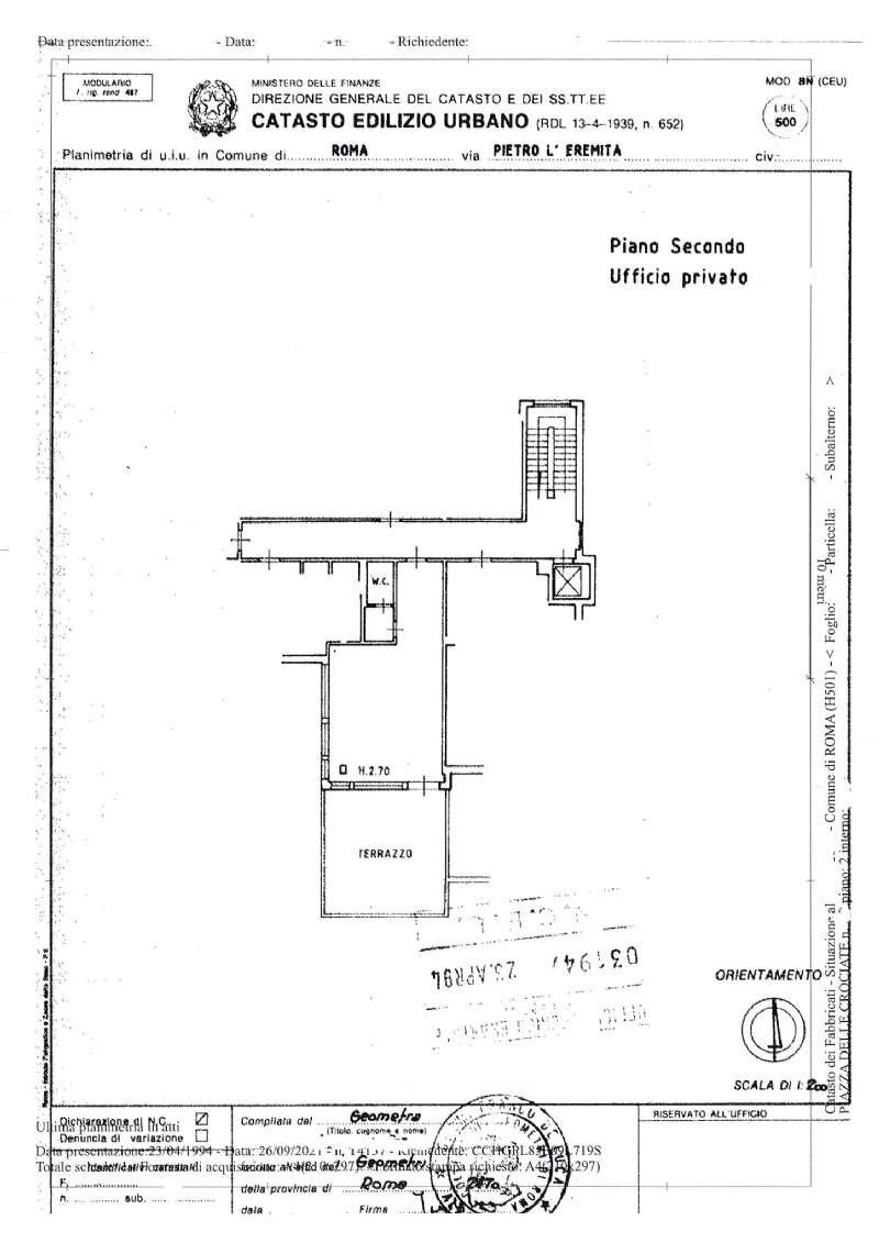 planimetria - Ufficio via pietro l'eremita, Roma - planimetria 1