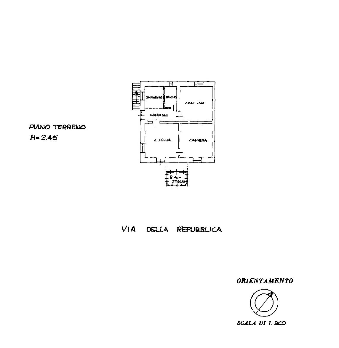 planimetria piano terra - Casa semi indipendente via della Repubblica, 5, Perosa Argentina - planimetria 1