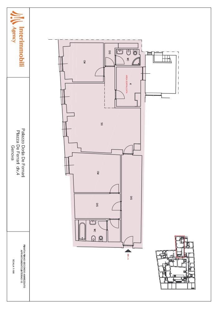 Four-room apartment piazza Raffaele De Ferrari, 4, Genova (neighborhood Centro) - floor plans 1