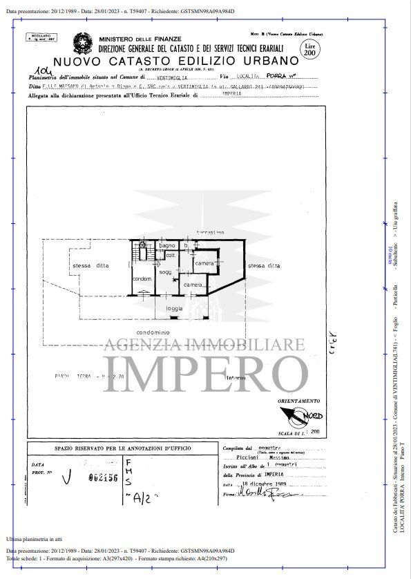 planimetria - Four-room apartment Via G. Calsamiglia 1, Ventimiglia - floor plans 1