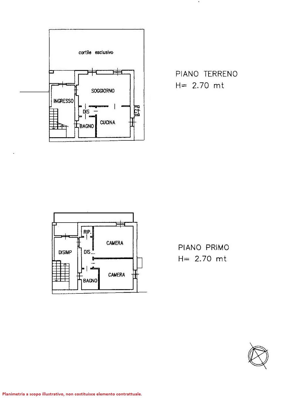 Semi-detached house via Carlo Alberto, 85, Pomaretto - floor plans 1