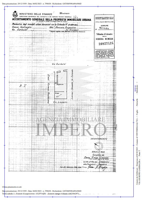 planimetria - Magazzino Via Giuseppe Garibaldi 57, Ventimiglia - planimetria 1