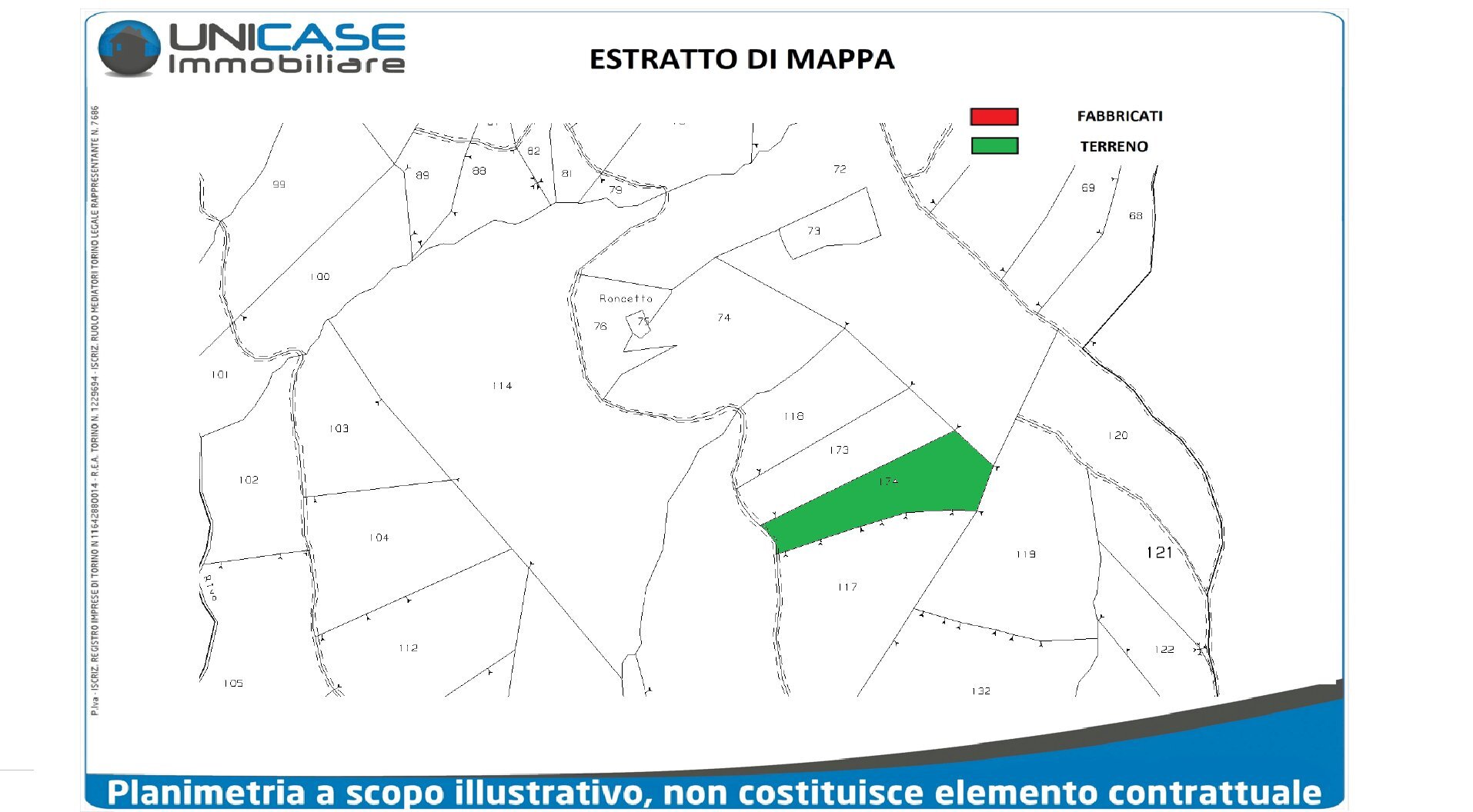 estratto di mappa Terreno boschivo in vendita a Bricherasio - Agricultural land Bricherasio - photo 2