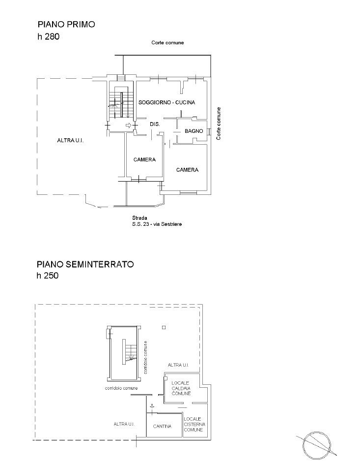 planimetria appartamento + cantina - Trilocale via Sestriere, 11, Perosa Argentina - planimetria 1