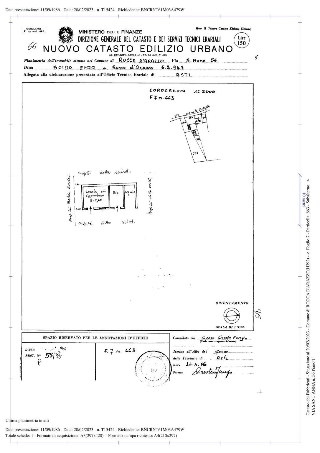 Rustico via Sant'Anna, Rocca d'Arazzo - planimetria 1