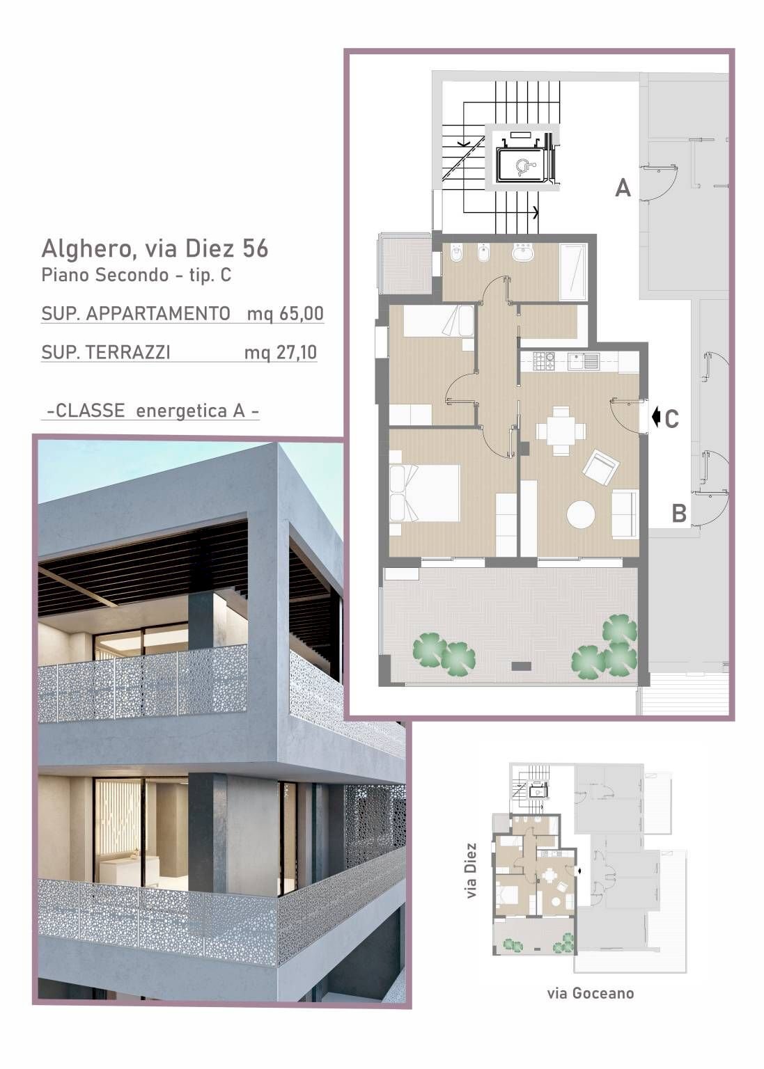 Trilocale via Salvatore Diez, Alghero - planimetria 1
