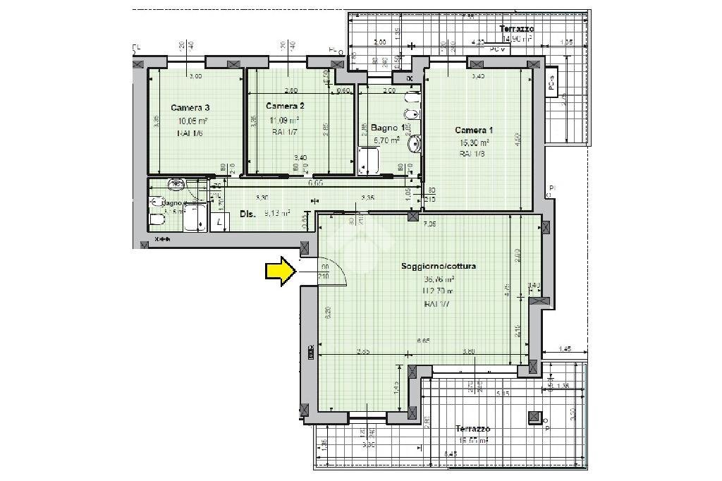 Four-room apartment Via Guglielmo Marconi, Cassano d'Adda - floor plans 1