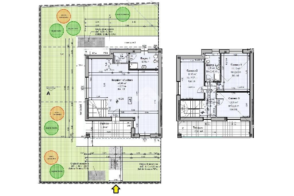 Terraced Villa Via Rita Levi Montalcini, Cassano d'Adda - floor plans 1