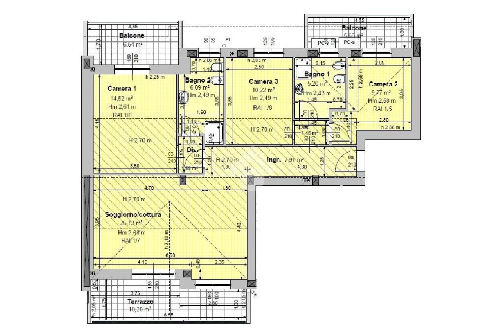 Four-room apartment Via Rita Levi Montalcini, Cassano d'Adda - floor plans 1
