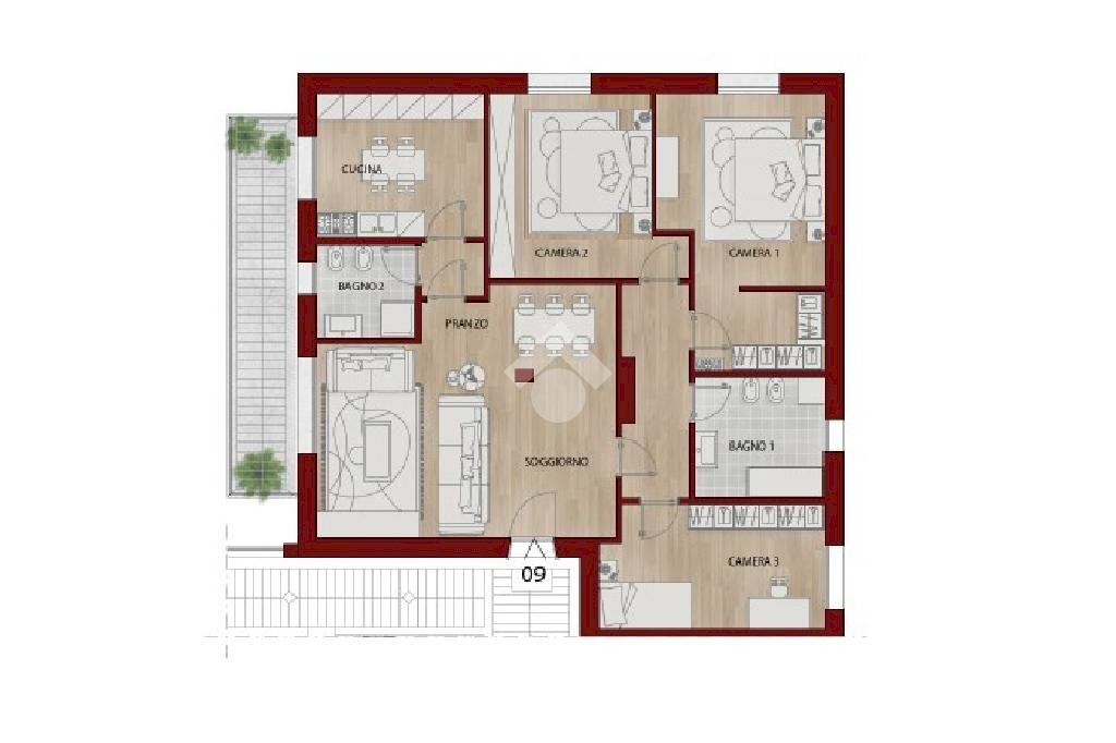 Quadrilocale Piazza Visconti, Rho - planimetria 1