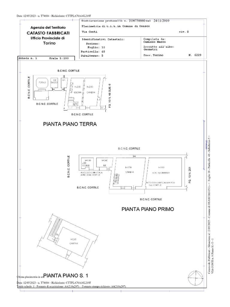 Casa semi indipendente Via conti, Osasco - planimetria 1