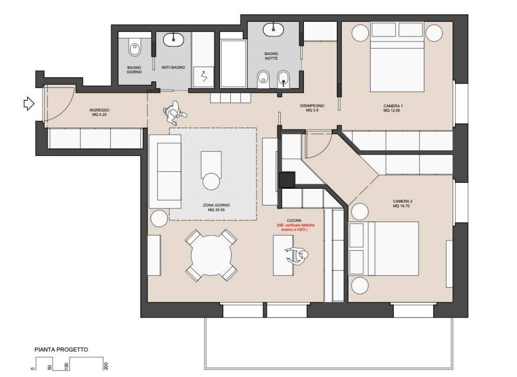 plan progetto - Three-room apartment viale Vittorio Emanuele II, 22, Bergamo - photo 3