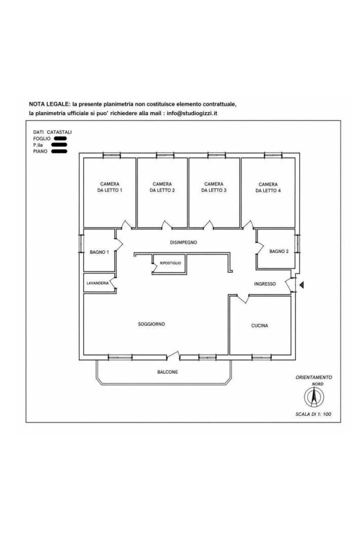 Monolocale via delle Tre Madonne, 20, Roma - planimetria 1