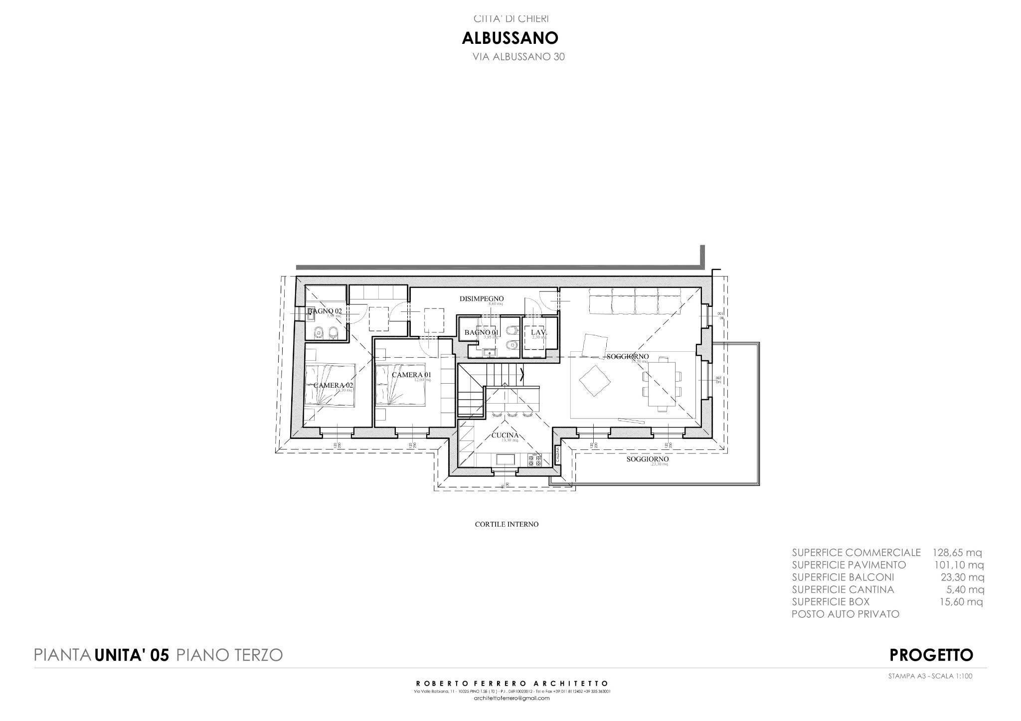Four-room apartment via Albussano, 30, Chieri - floor plans 1