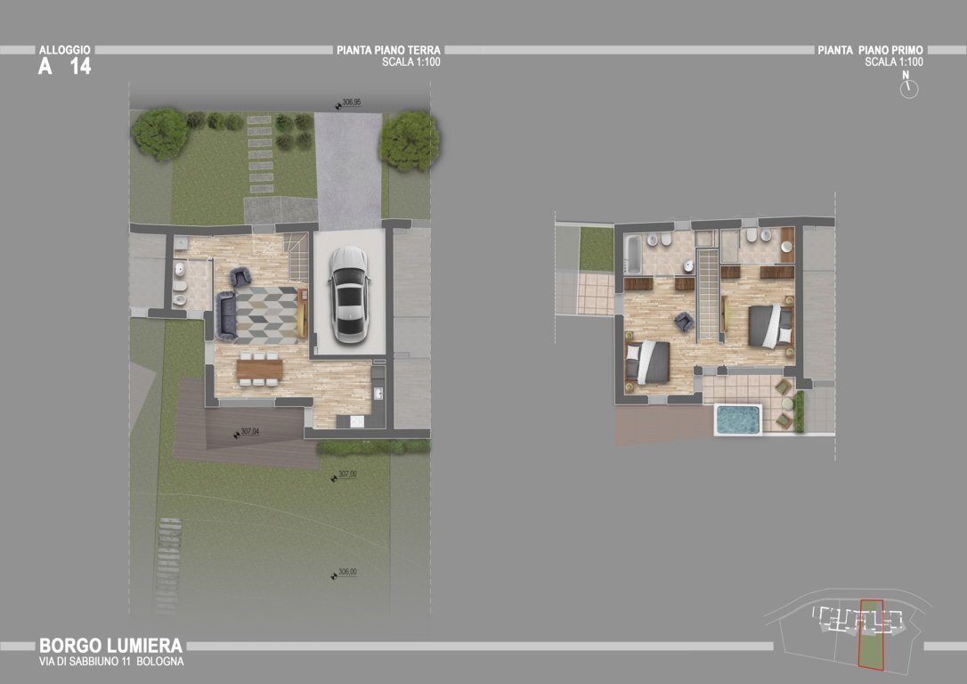 Quadrilocale Via di Sabbiuno, Bologna (zona Colli) - planimetria 1