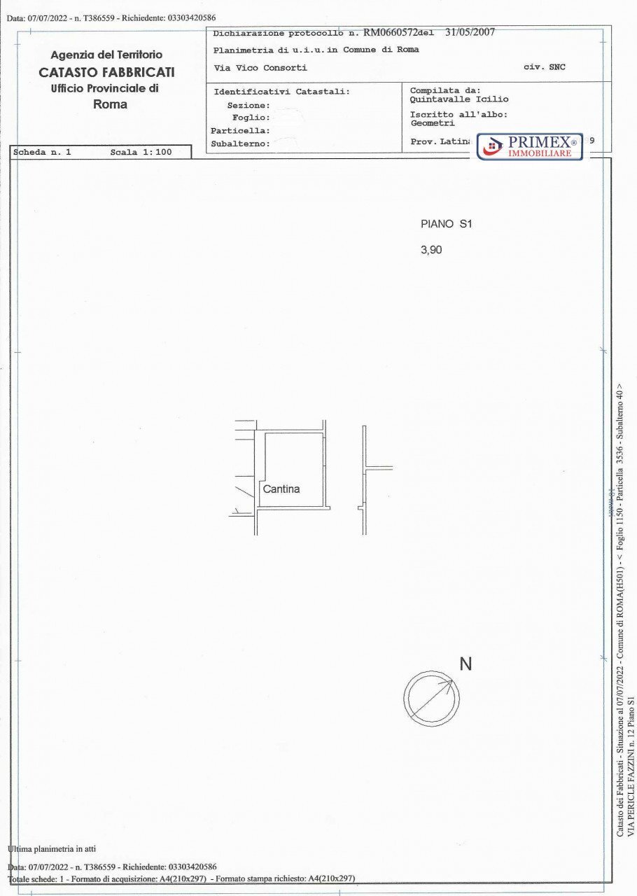 Magazzino via Pericle Fazzini, Roma - planimetria 1