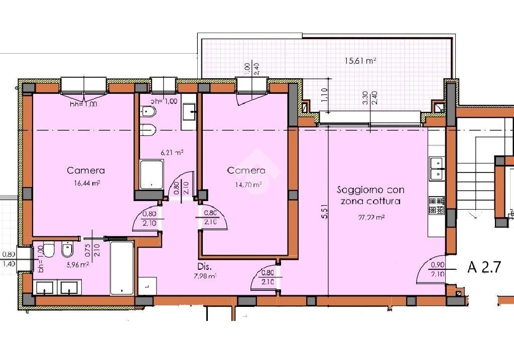 Three-room apartment Via tosarelli villanova, Castenaso - floor plans 1