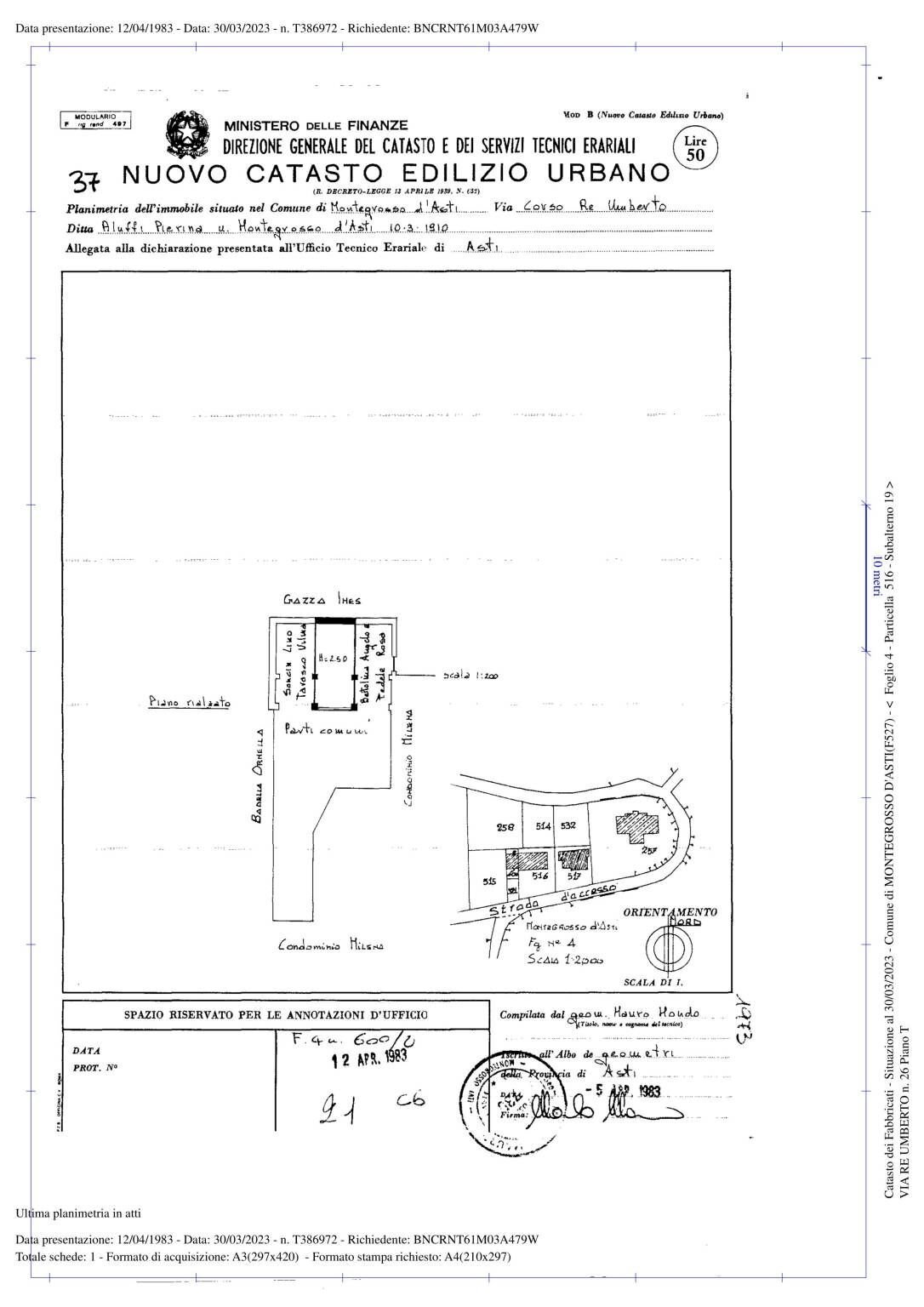 Appartamento via Re Umberto, Montegrosso d'Asti - planimetria 1
