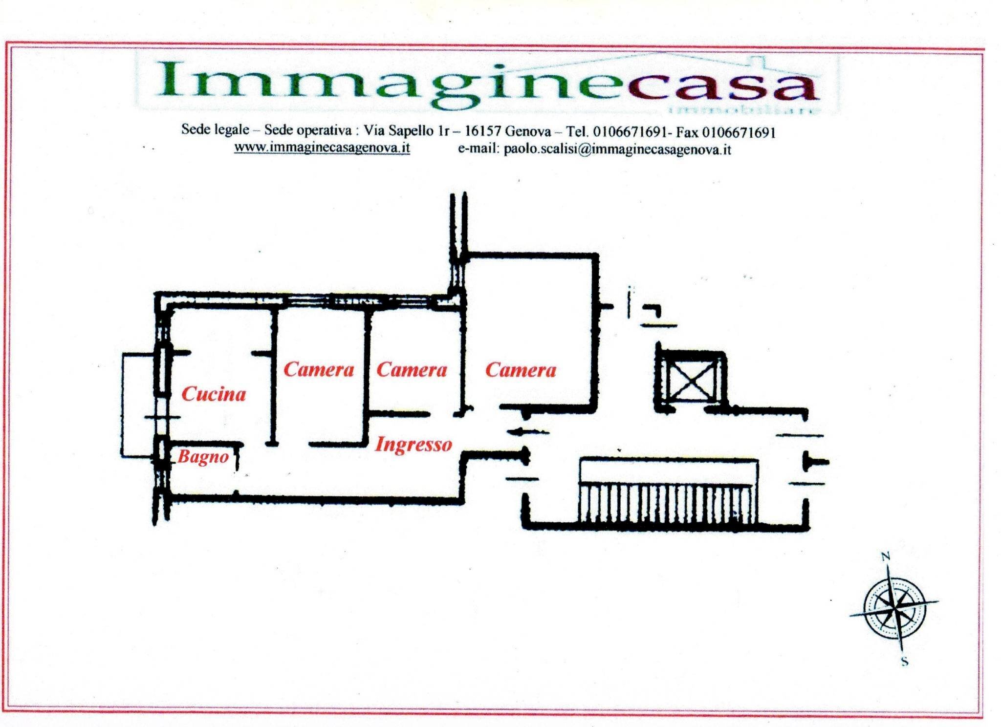 Three-room apartment via Borghetto, Genova - floor plans 1