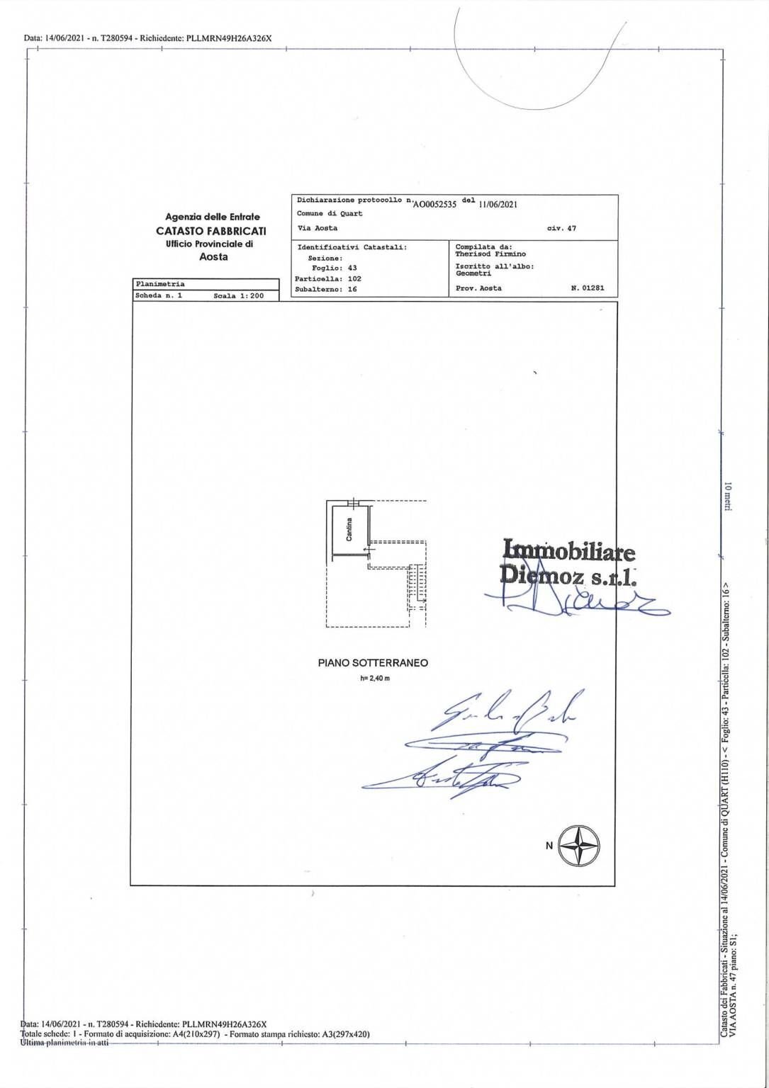 Three-room apartment Via Roma, Quart - floor plans 1